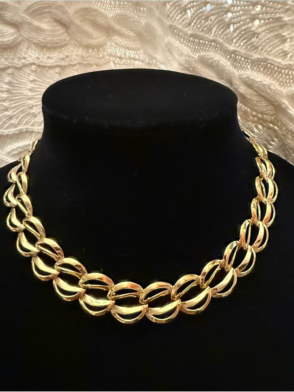 Vintage Napier 1980s Gold-Tone Statement Collar Choker Necklace Signed Like New